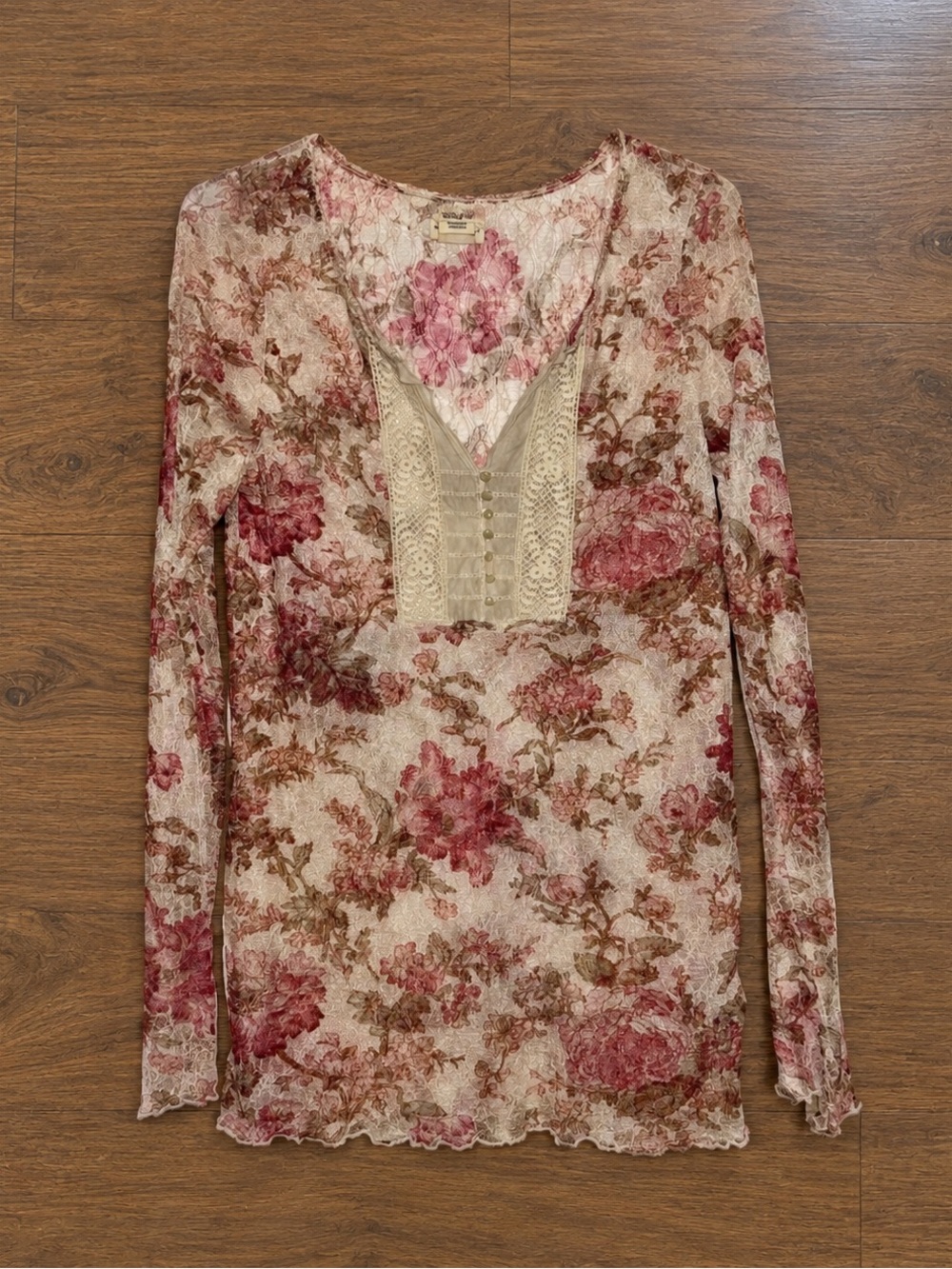 Denim & Supply Ralph Lauren Floral Sheer Lace Top L